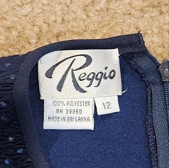 Vintage 90's Y2K Reggio Women's Navy Blue Sparkle Top Evening Gown, size 12 - Picture 10 of 10